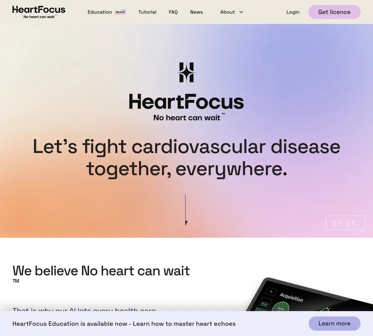 Screenshot of DESKi cardiac imaging funding