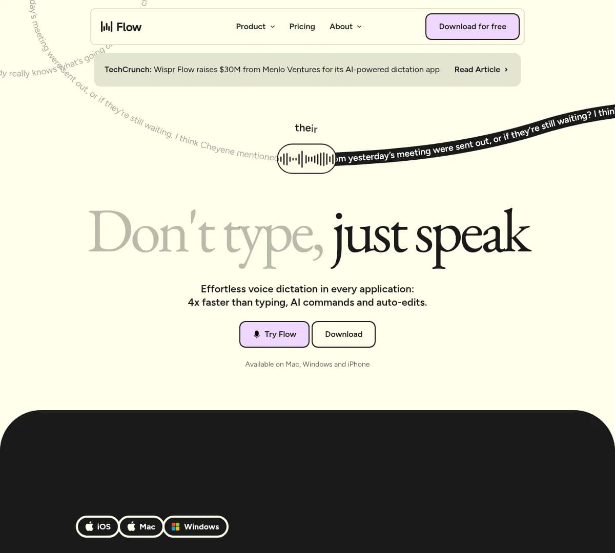 Screenshot of Wispr Flow funding