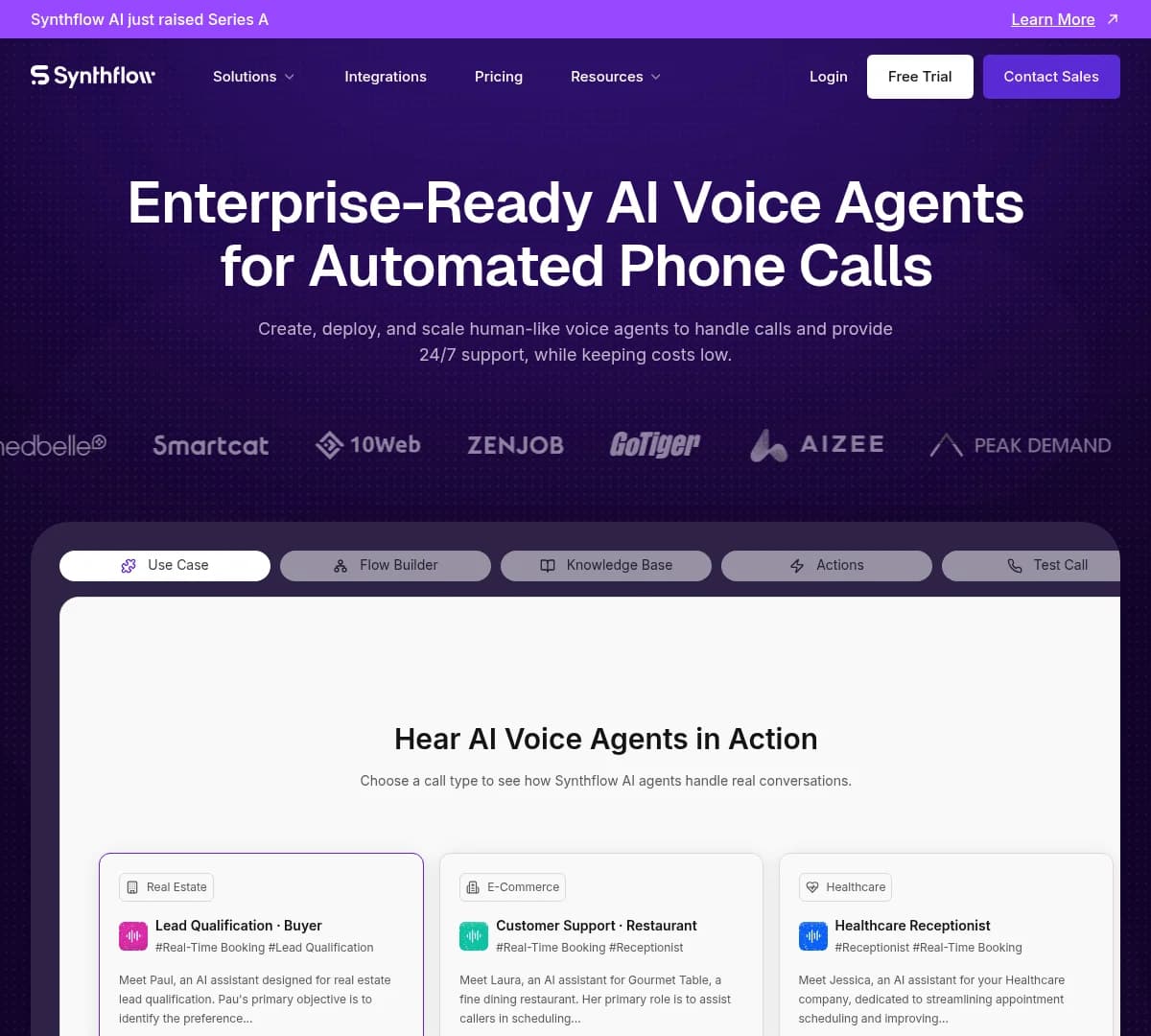 Screenshot of Synthflow AI