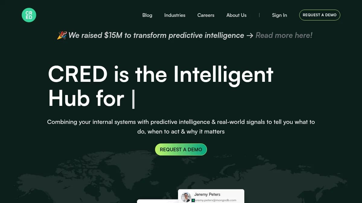 Screenshot of CRED predictive AI funding