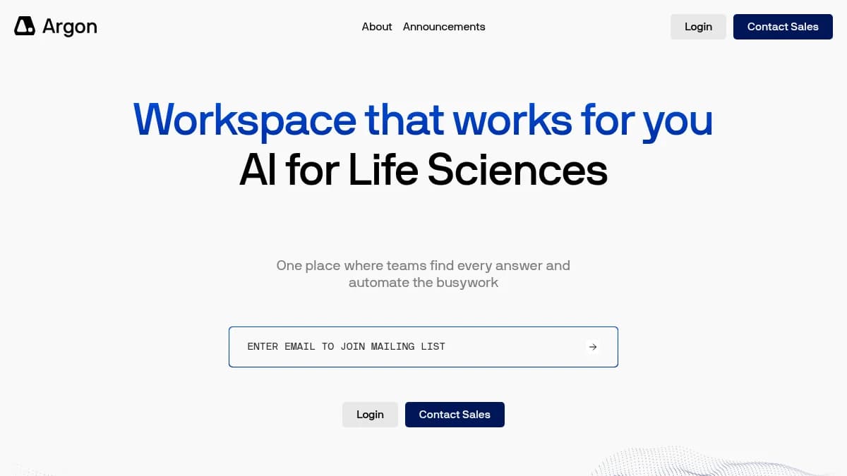 Screenshot of Argon AI funding life sciences