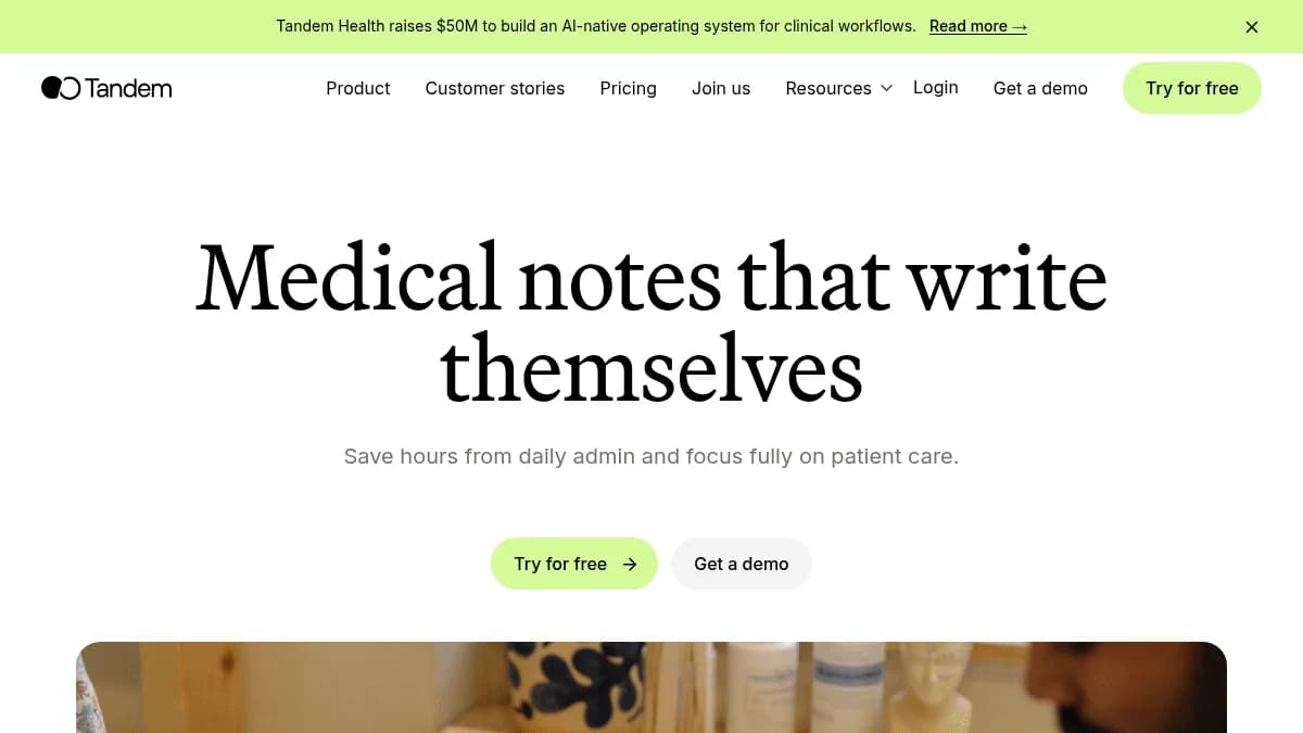Screenshot of Tandem Health