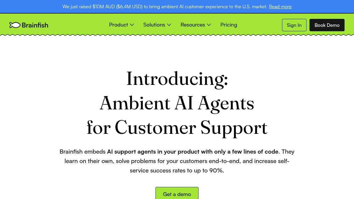 Screenshot of Brainfish AI funding