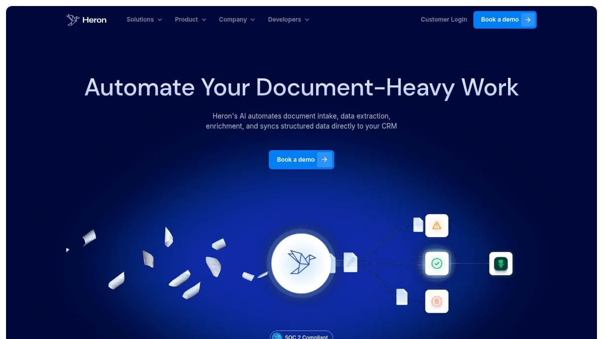 Screenshot of Heron AI document automation