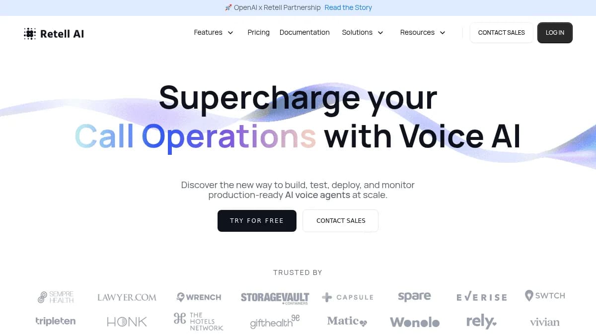 Screenshot of Retell AI Voice Agents