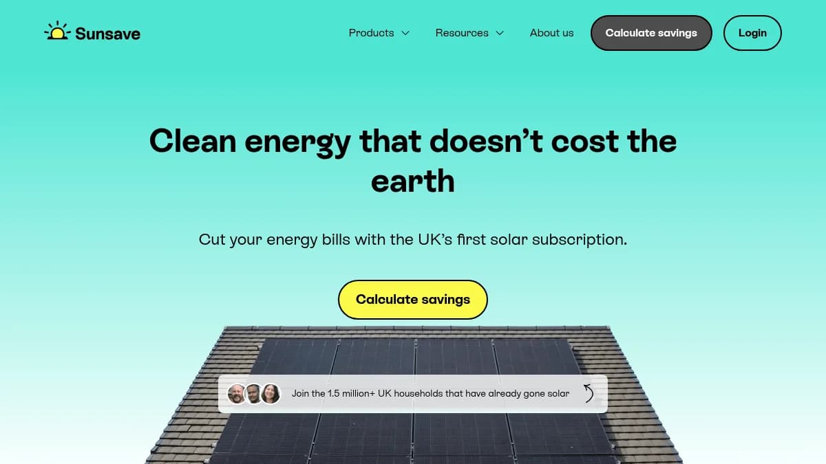 Screenshot of Sunsave solar funding