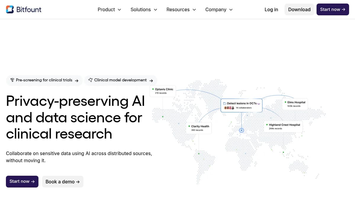 Screenshot of federated AI clinical research