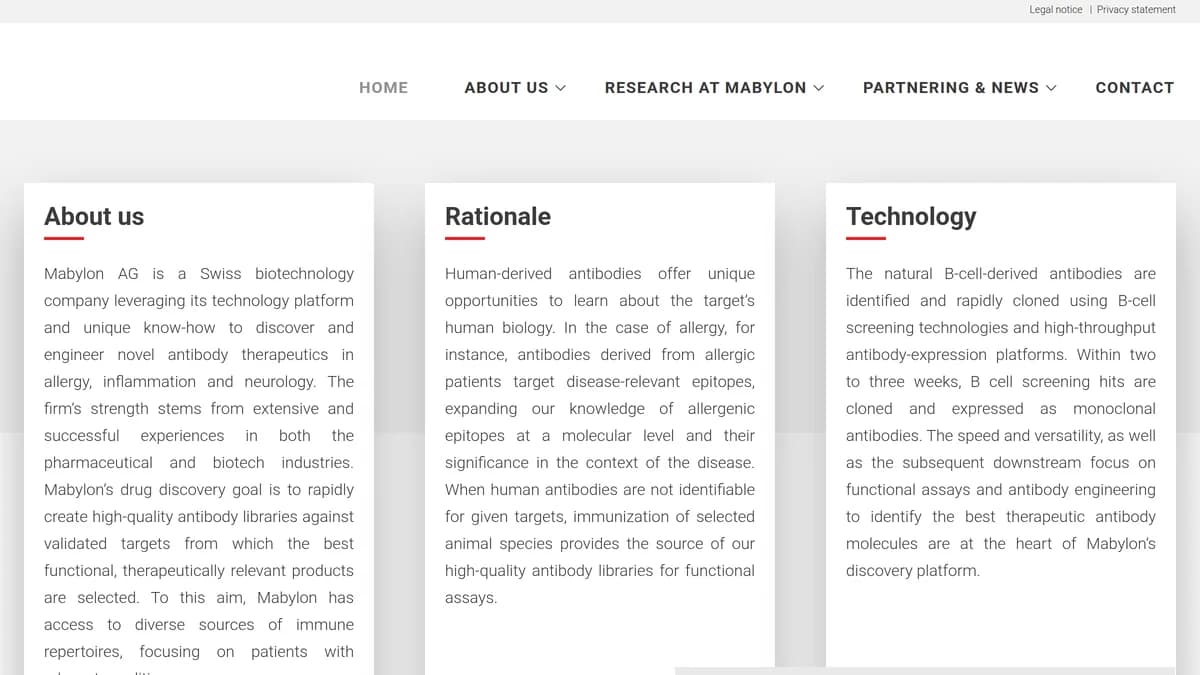 Screenshot of Mabylon funding