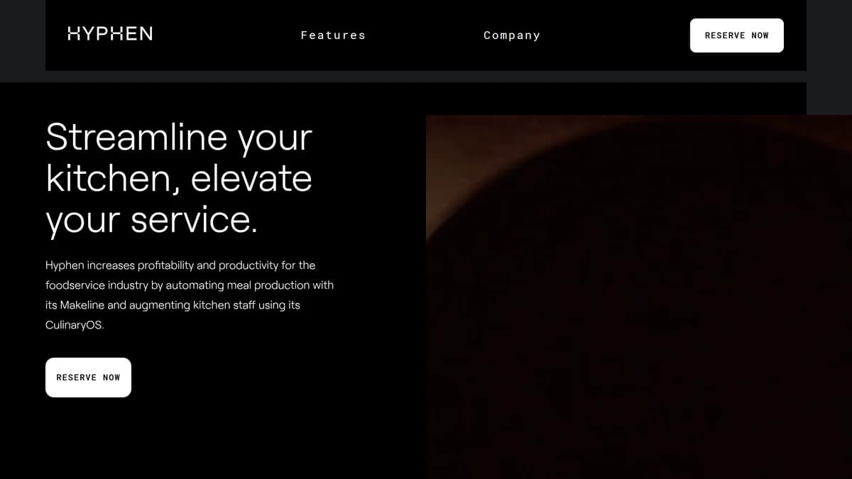 Screenshot of restaurant automation