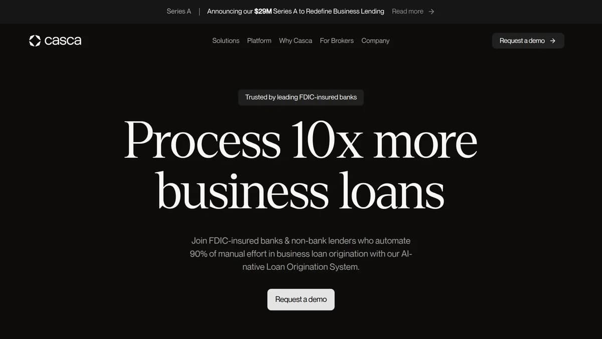 Screenshot of AI loan origination