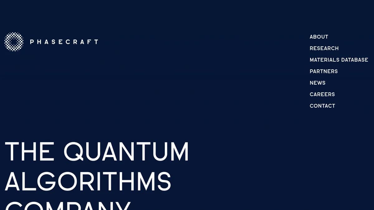 Screenshot of Phasecraft funding