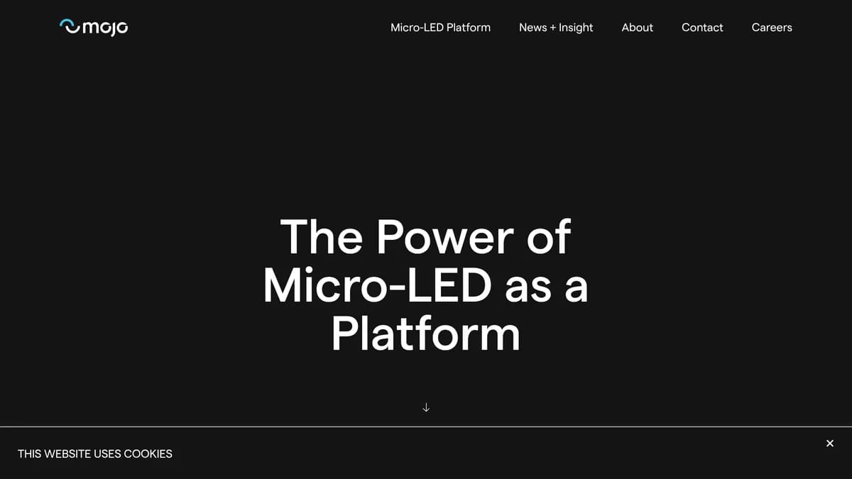 Screenshot of Mojo Vision micro-LED platform