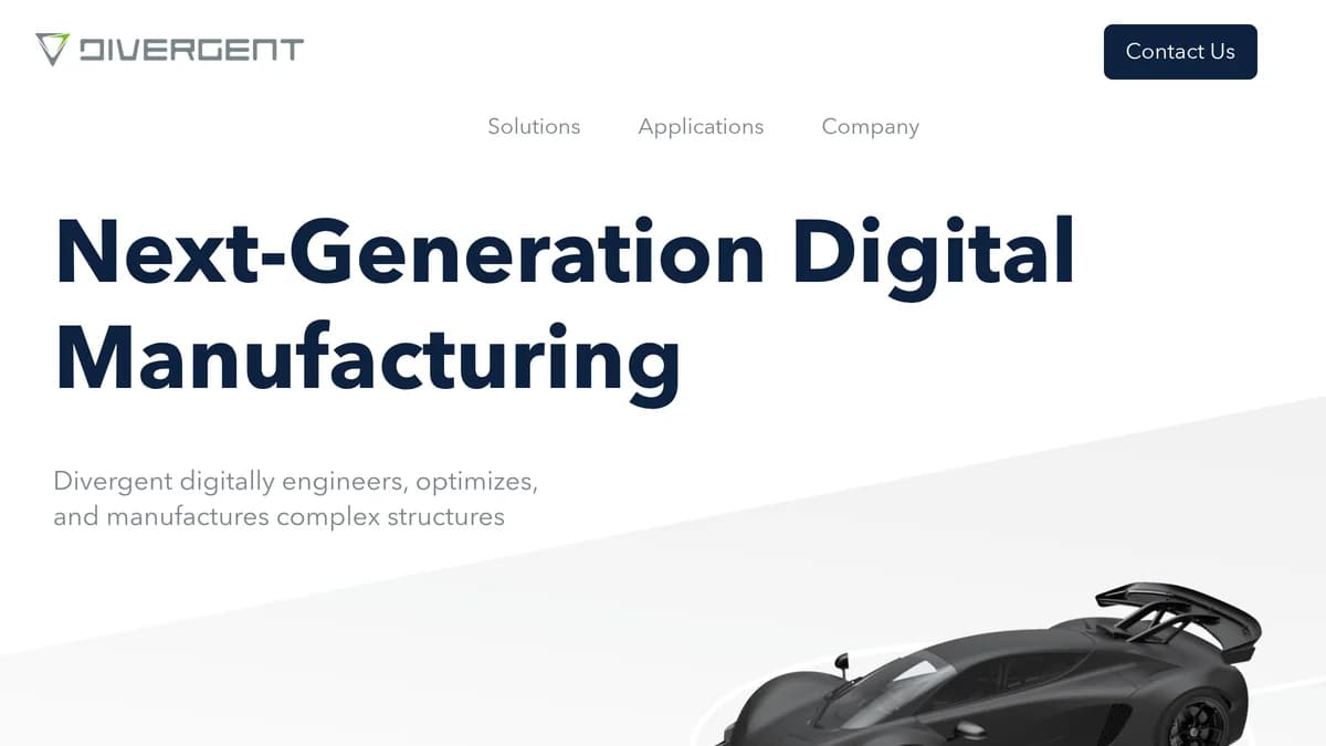 Screenshot of Divergent funding