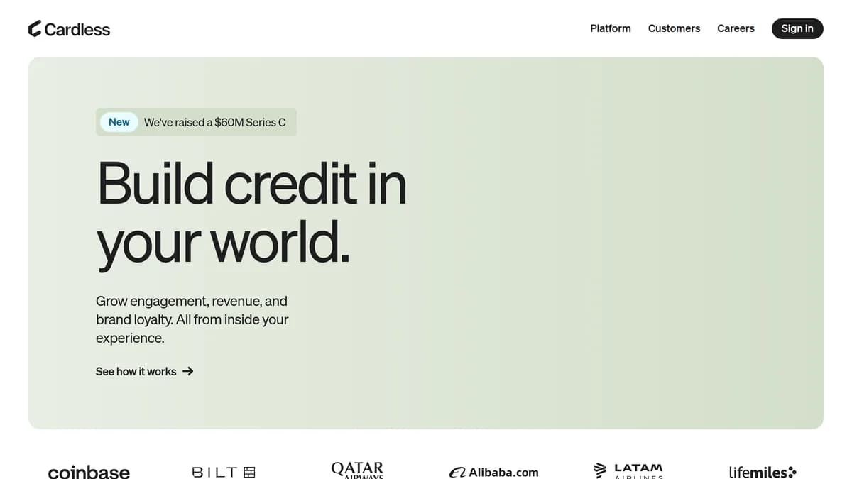 Screenshot of Cardless Series C