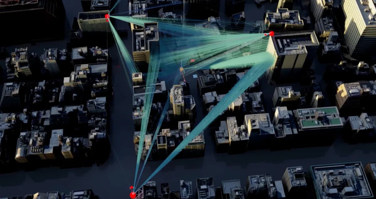 A conceptual visualization of AI-native 6G network infrastructure, showing interconnected devices and data flows powered by artificial intelligence at the edge.