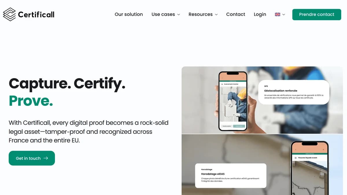 Screenshot of Certified visual evidence