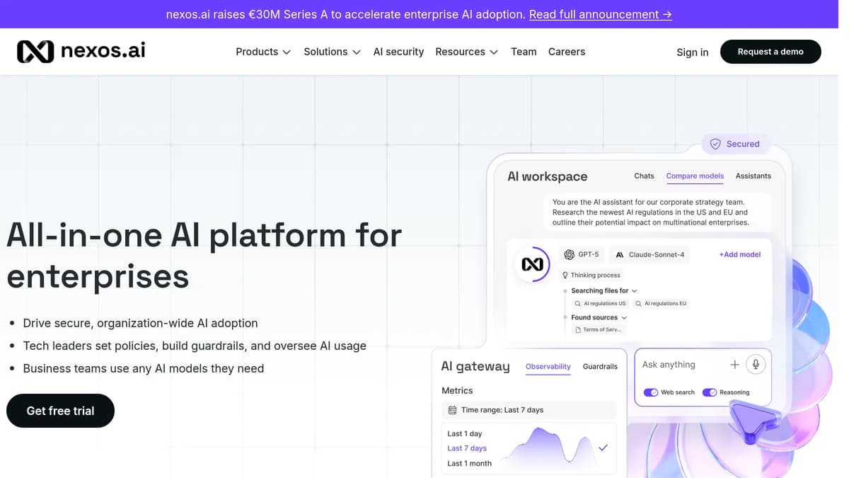 Screenshot of Enterprise AI platform
