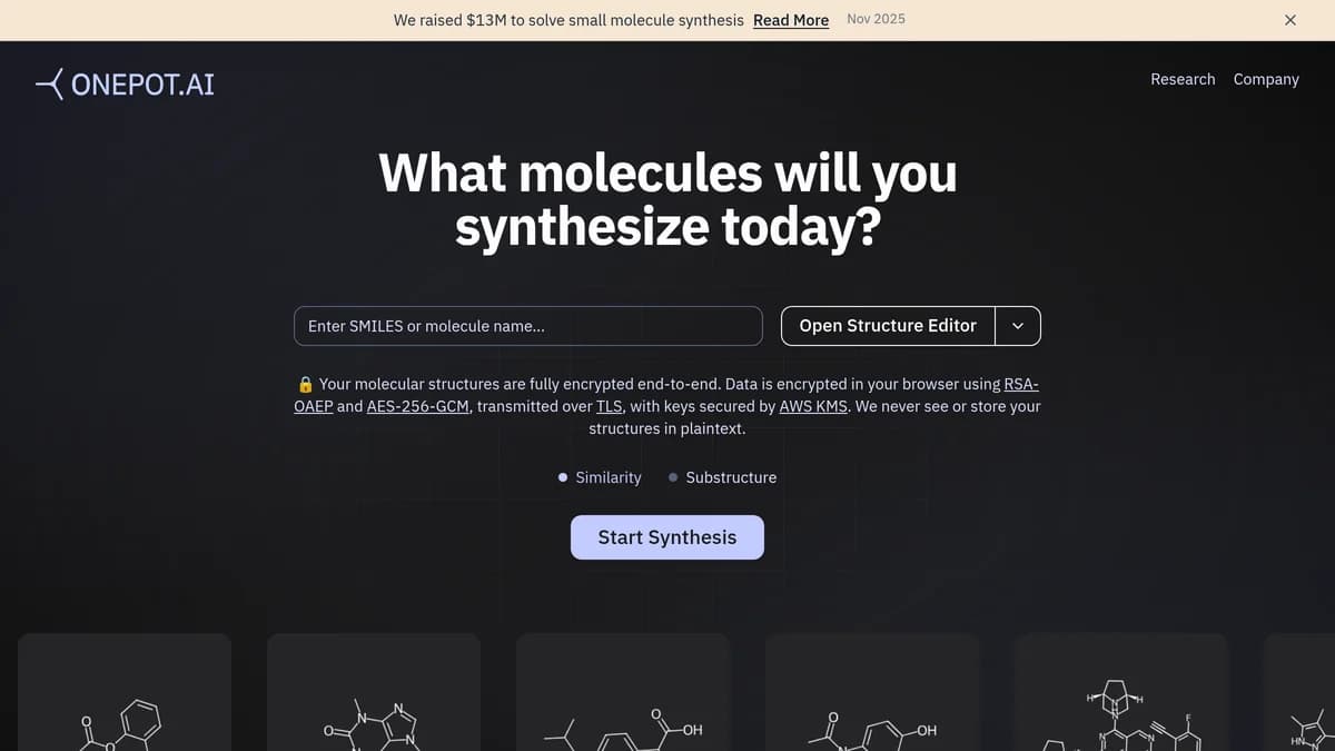 Screenshot of Chemical Synthesis AI