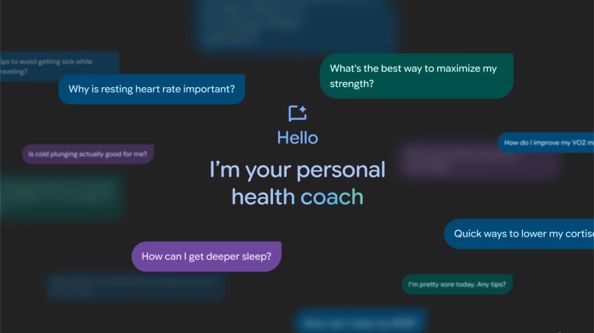 A user interacting with the Fitbit AI health coach on a smartphone screen, displaying personalized health insights.