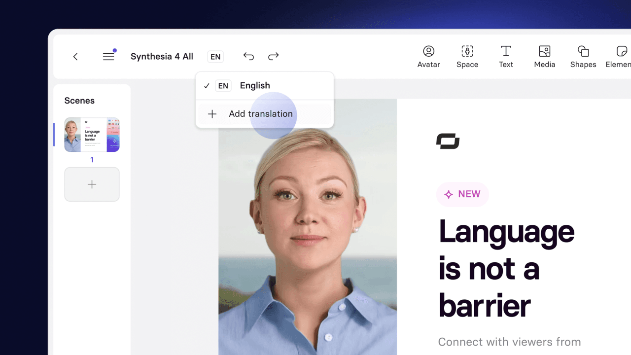 Synthesia 1 click translation