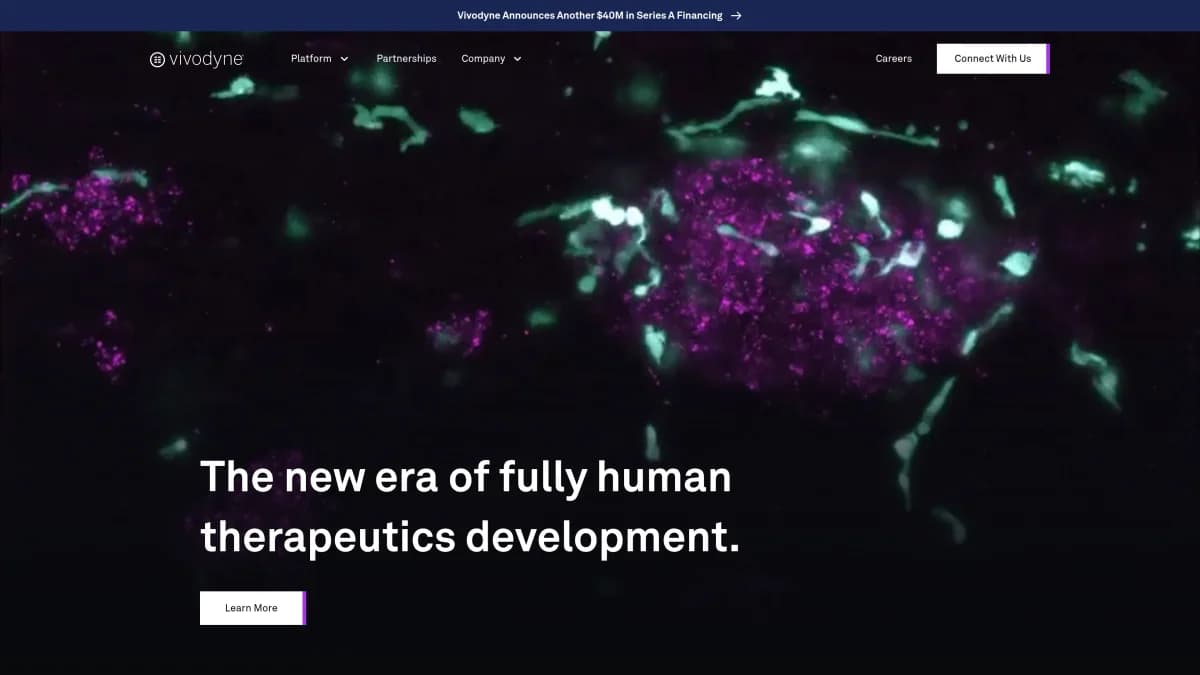 Screenshot of Vivodyne $40 Million Series Funding