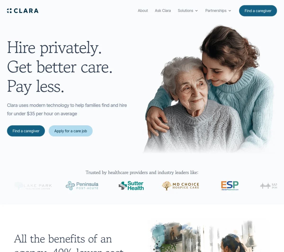 Screenshot of Clara Home Care Seed Funding