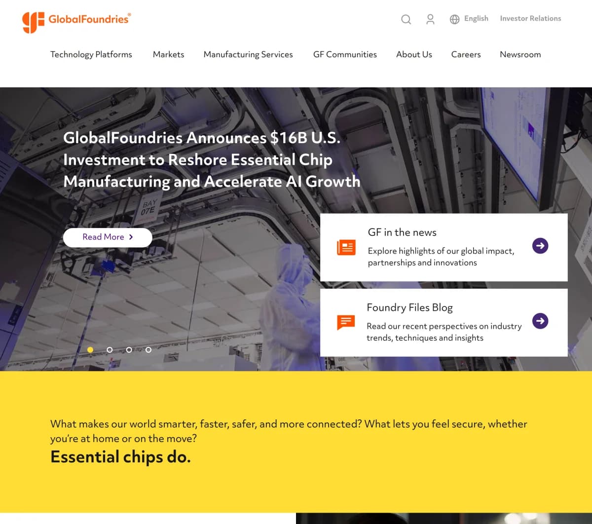 Screenshot of GlobalFoundries $3 Billion Investment US Chip Manufacturing