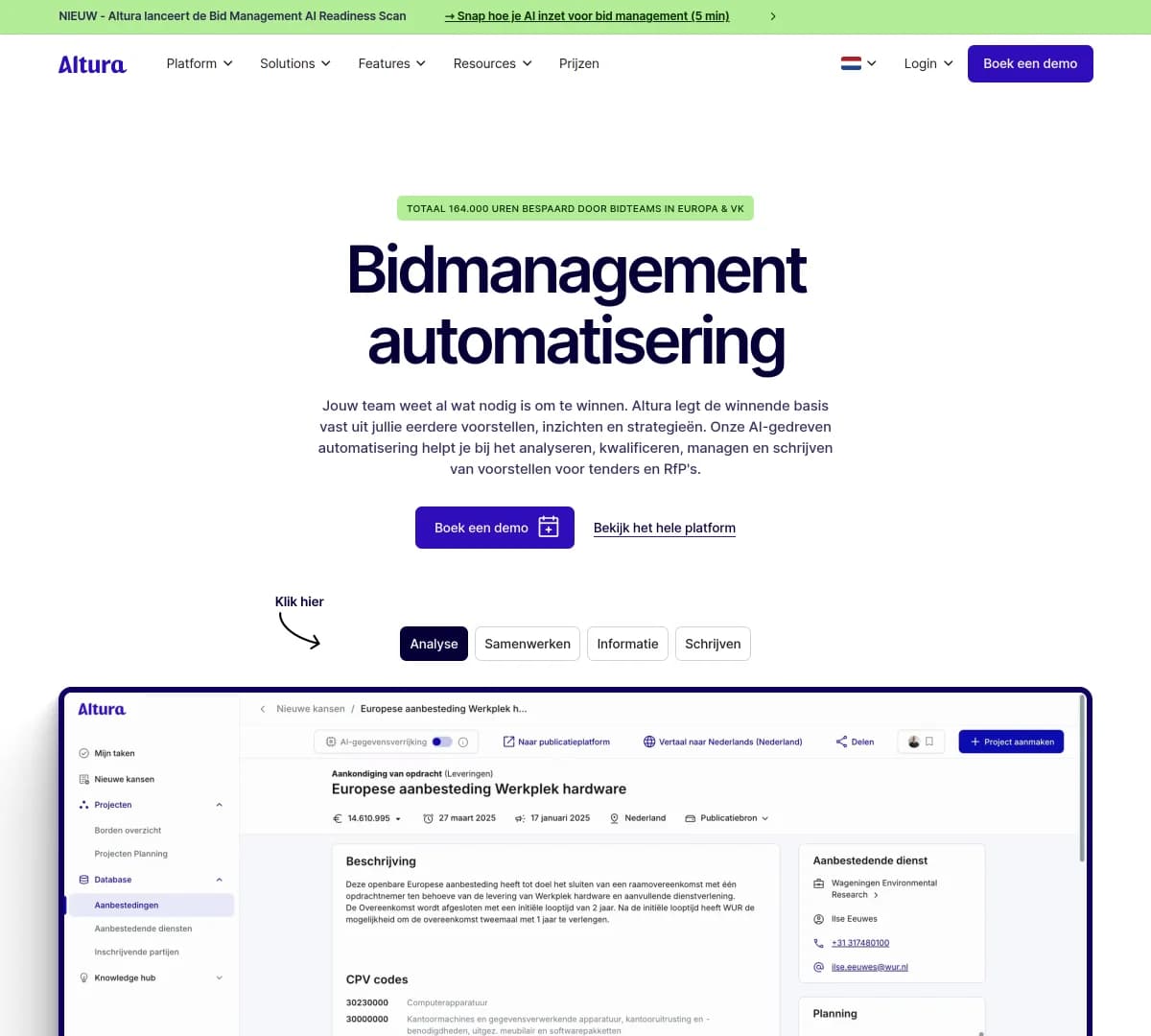 Screenshot of Altura Series A Funding €8 Million AI Bid Management