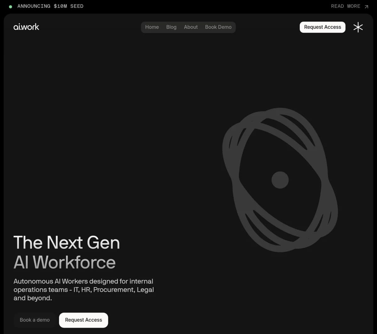 Screenshot of ai.work $10 Million Seed Funding