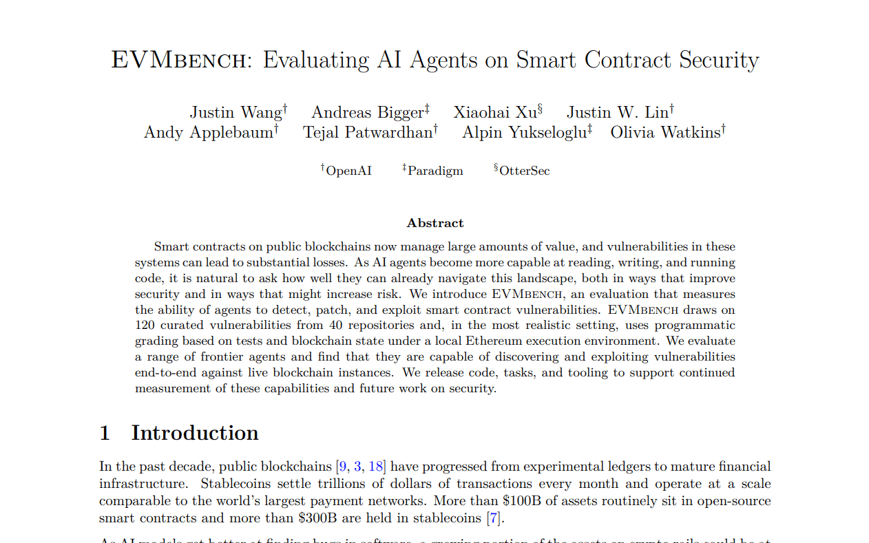 Diagram illustrating the three modes of EVMbench: Detect, Patch, and Exploit, with input/output flows.