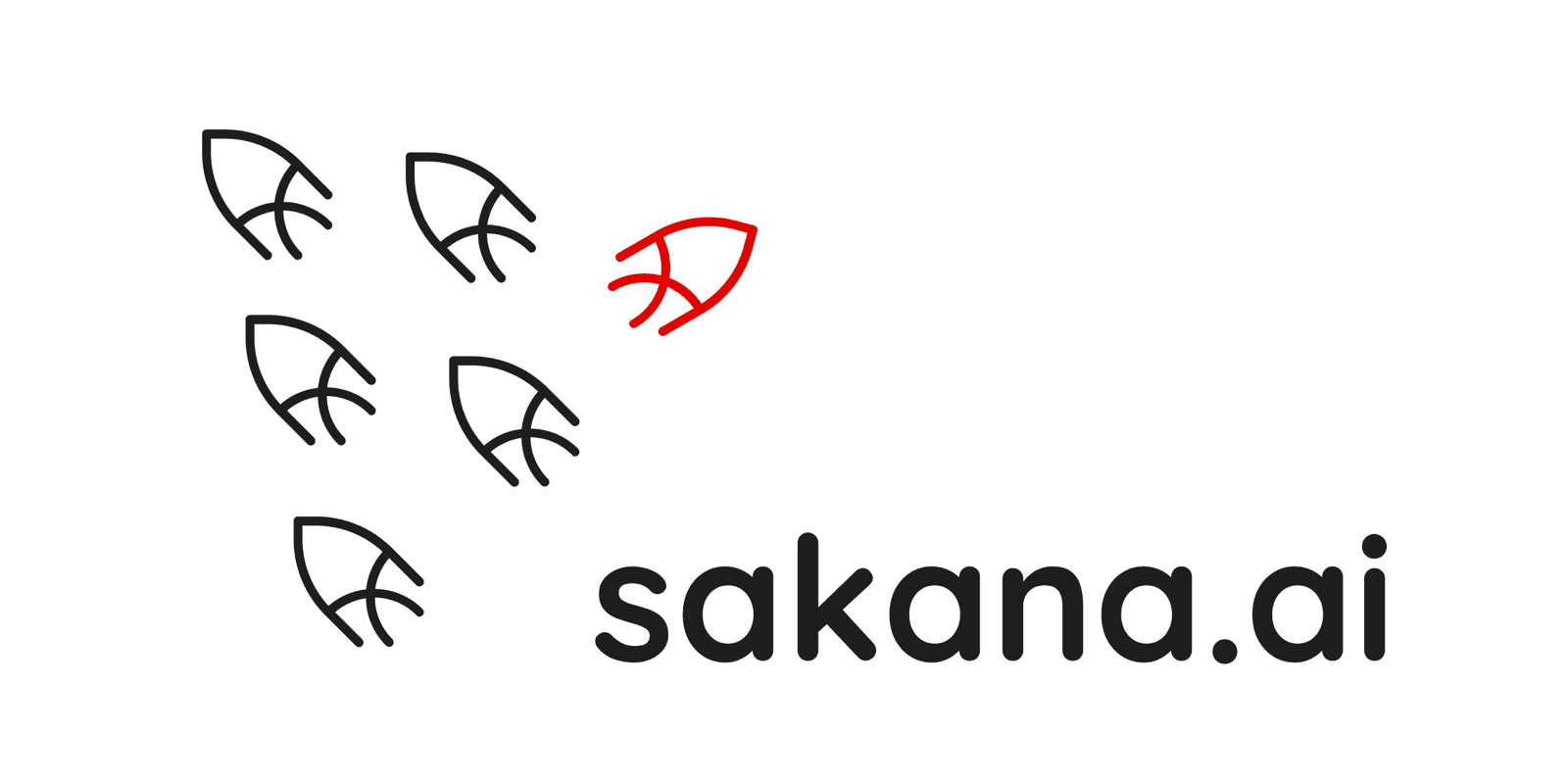 Sakana AI logo against a backdrop of abstract technology patterns.