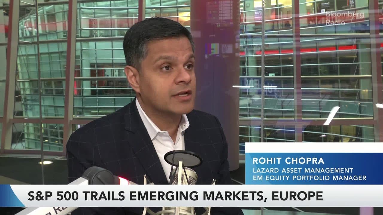 Chart showing S&P 500 trailing emerging markets and Europe, highlighting global economic shifts and investment opportunities.