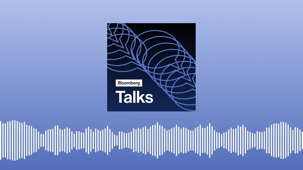 Bloomberg Talks logo with a blue gradient background and sound wave visualization