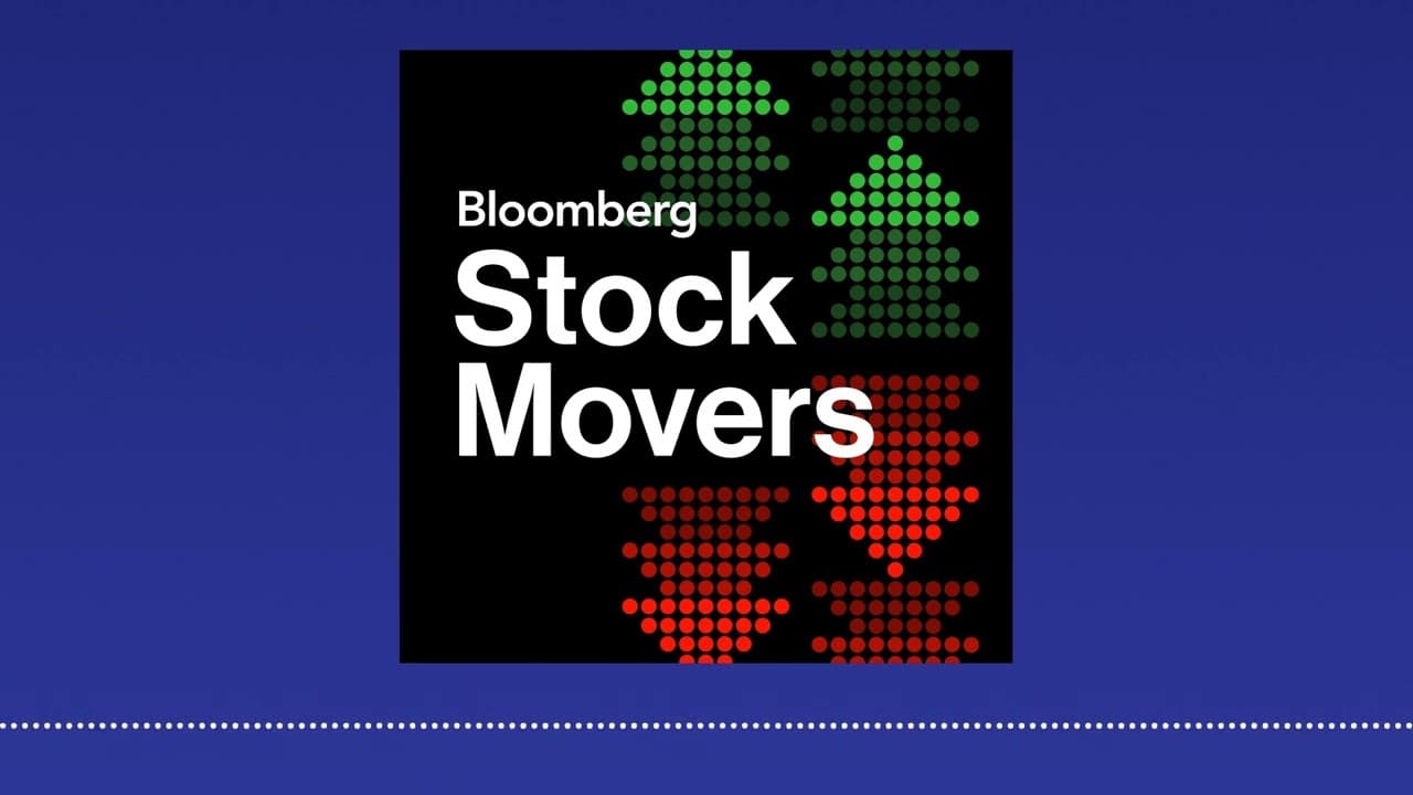 Bloomberg Stock Movers podcast logo with up and down arrows