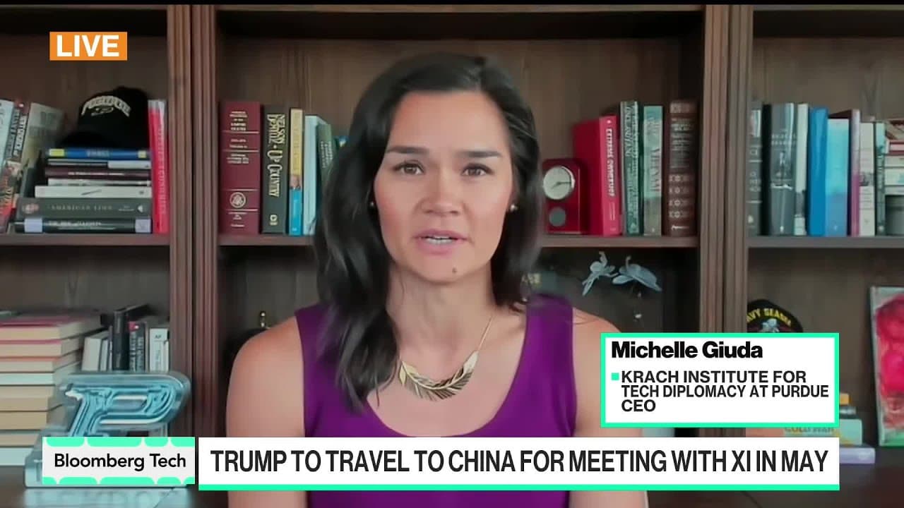 Michelle Yuđa speaking on Bloomberg Tech about US-China AI relations