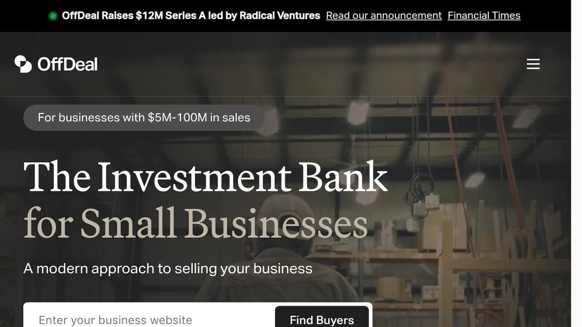 Screenshot of AI investment banking