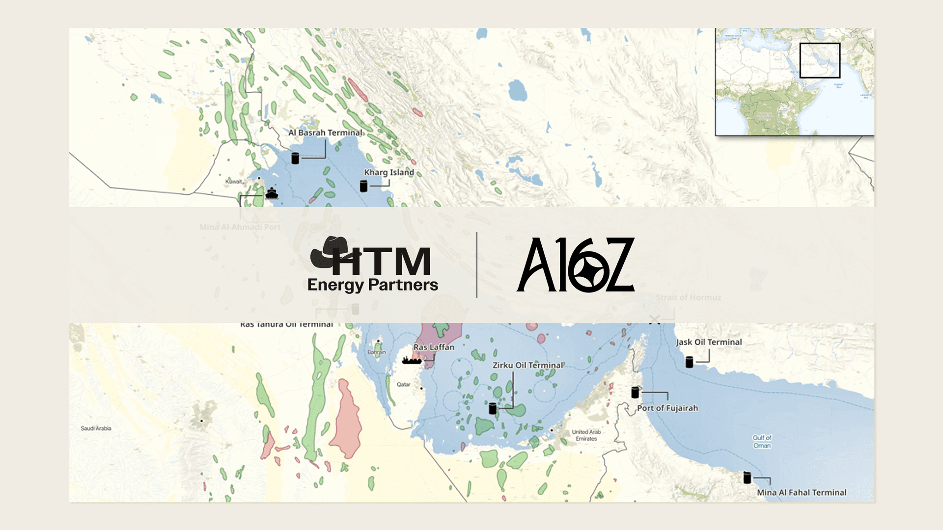 Satellite image showing the Strait of Hormuz, a narrow waterway connecting the Persian Gulf to the open ocean.